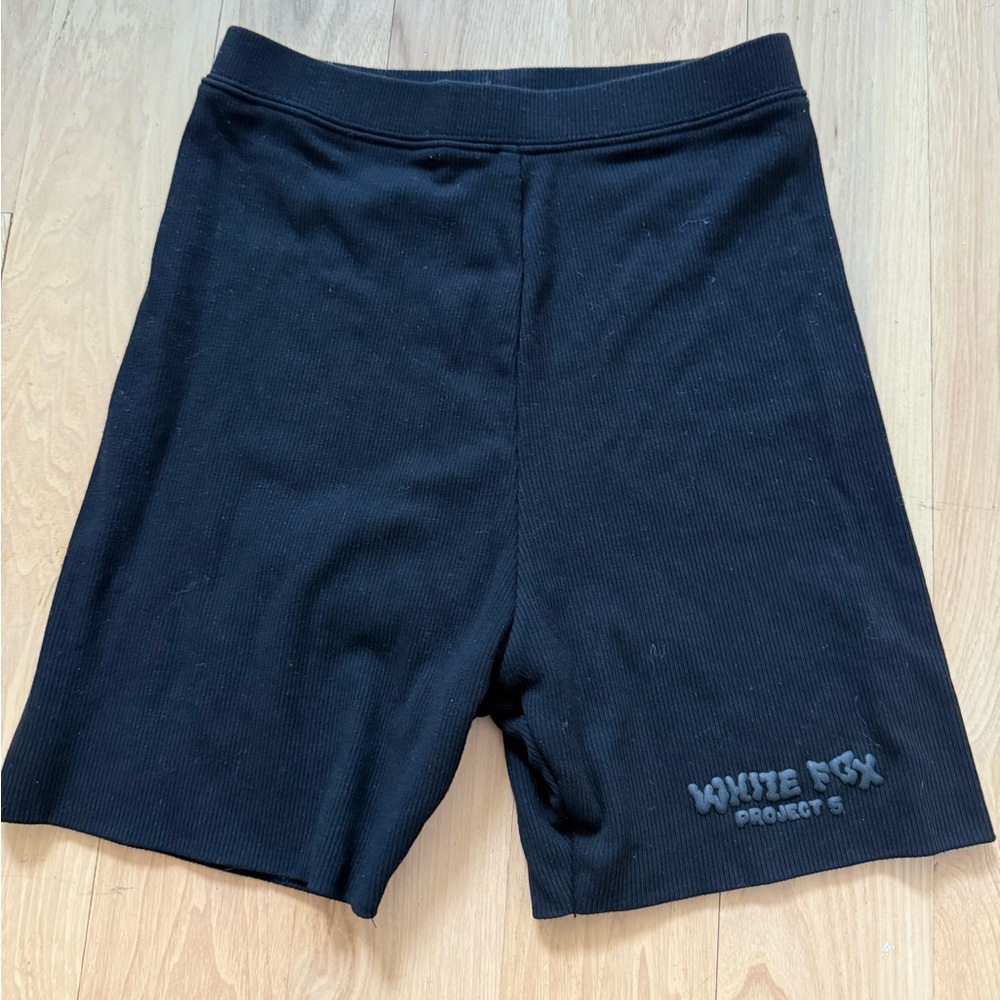 White Fox Boutique Project 5 Black Ribbed Biker Shorts Size XS
